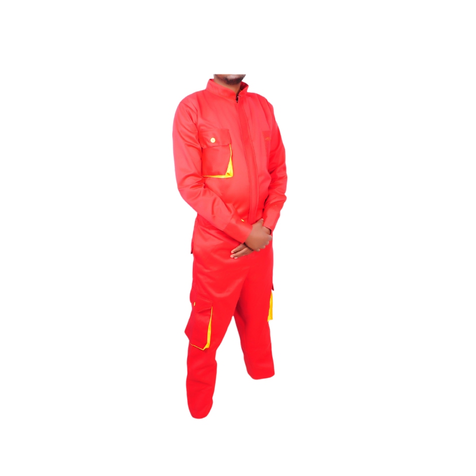 Red Twill Cargo Overalls